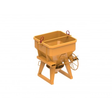 Upright concrete skip with TE mechanism